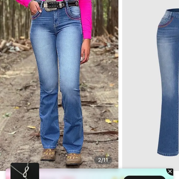 Flamingo jeans Cross embroidered - Picture 3 of 9